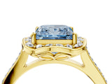 Yellow gold Fancy Blue Princess  Halo Round Diamond Pave Band with Four-Prong Setting_43