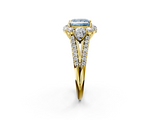 Yellow gold Fancy Blue Princess  Halo Split Shank Diamond Engagement Ring with Prong Setting_22