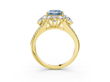 Yellow gold Fancy Blue Princess  Halo Split Shank Diamond Engagement Ring with Prong Setting_23
