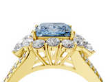 Yellow gold Fancy Blue Princess  Halo Split Shank Diamond Engagement Ring with Prong Setting_24