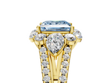 Yellow gold Fancy Blue Princess  Halo Split Shank Diamond Engagement Ring with Prong Setting_25
