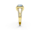 Yellow gold Fancy Blue Princess  Halo Split Shank Diamond Ring with Four-Prong Setting_34