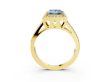 Yellow gold Fancy Blue Princess  Halo Split Shank Diamond Ring with Four-Prong Setting_35