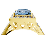 Yellow gold Fancy Blue Princess  Halo Split Shank Diamond Ring with Four-Prong Setting_36