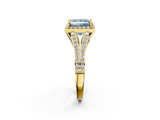 Yellow gold Fancy Blue Princess  Halo Split Shank Diamond Ring with Prong Setting_22