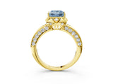 Yellow gold Fancy Blue Princess  Halo Split Shank Pave Diamond Ring with Petal Prong Setting_22