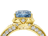 Yellow gold Fancy Blue Princess  Halo Split Shank Pave Diamond Ring with Petal Prong Setting_23