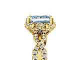 Yellow gold Fancy Blue Princess  Halo Twist Band Solitaire Ring with Six-Prong Setting_37