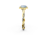 Yellow gold Fancy Blue Princess  Halo Twist Band Solitaire Ring_21