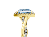Yellow gold Fancy Blue Princess  Halo Twist Band Solitaire Ring_24