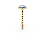 Yellow gold Fancy Blue Princess  Halo Twisted Band Four-Prong Diamond Ring_22