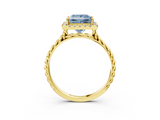 Yellow gold Fancy Blue Princess  Halo Twisted Band Four-Prong Diamond Ring_23