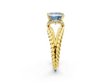 Yellow gold Fancy Blue Princess  Halo Twisted Band Four-Prong Ring_33