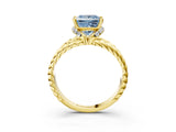 Yellow gold Fancy Blue Princess  Halo Twisted Band Four-Prong Ring_34