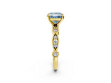Yellow gold Fancy Blue Princess  Milgrain Bezel Diamond Engagement Ring with Solitaire Prong Setting_165