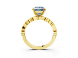 Yellow gold Fancy Blue Princess  Milgrain Bezel Diamond Engagement Ring with Solitaire Prong Setting_166