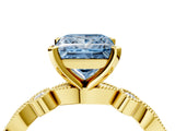 Yellow gold Fancy Blue Princess  Milgrain Bezel Diamond Engagement Ring with Solitaire Prong Setting_167
