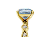 Yellow gold Fancy Blue Princess  Milgrain Bezel Diamond Engagement Ring with Solitaire Prong Setting_168