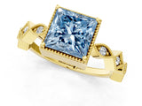 Yellow gold Fancy Blue Princess  Milgrain Marquise Diamond Twist Band Ring_63