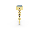 Yellow gold Fancy Blue Princess  Milgrain Marquise Diamond Twist Band Ring_64