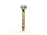 Yellow gold Fancy Blue Princess  Milgrain Pave Diamond Engagement Ring with Four-Prong Setting_154