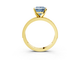Yellow gold Fancy Blue Princess  Milgrain Pave Diamond Engagement Ring with Four-Prong Setting_155