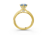 Yellow gold Fancy Blue Princess  Solitaire Beaded Band Six-Prong Setting_3