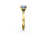 Yellow gold Fancy Blue Princess  Solitaire Beaded Band with Four-Prong Setting_30