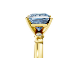 Yellow gold Fancy Blue Princess  Solitaire Beaded Band with Four-Prong Setting_33