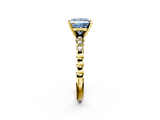 Yellow gold Fancy Blue Princess  Solitaire Bezel Accent Diamond Engagement Ring with Beaded Band and Four-Prong Setting_43