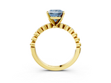 Yellow gold Fancy Blue Princess  Solitaire Bezel Accent Diamond Engagement Ring with Beaded Band and Four-Prong Setting_44