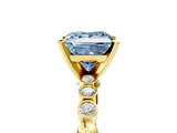 Yellow gold Fancy Blue Princess  Solitaire Bezel Accent Diamond Engagement Ring with Beaded Band and Four-Prong Setting_46