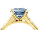 Yellow gold Fancy Blue Princess  Solitaire Bezel-Set Diamond Ring with Channel-Set Band_41