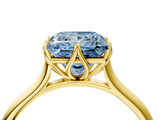 Yellow gold Fancy Blue Princess  Solitaire Cathedral Diamond Ring with Six-Prong Setting_21