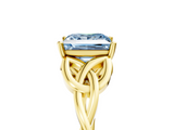Yellow gold Fancy Blue Princess  Solitaire Celtic Knot Engagement Ring with Four-Prong Setting_66
