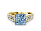 Yellow gold Fancy Blue Princess  Solitaire Channel-Set Diamond Engagement Ring with Four-Prong Setting_32