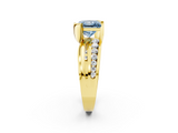 Yellow gold Fancy Blue Princess  Solitaire Channel-Set Split Shank Ring with Tension Prong Setting_5