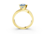 Yellow gold Fancy Blue Princess  Solitaire Channel-Set Split Shank Ring with Tension Prong Setting_6