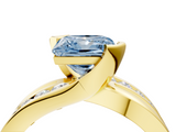 Yellow gold Fancy Blue Princess  Solitaire Channel-Set Split Shank Ring with Tension Prong Setting_7