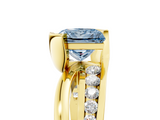 Yellow gold Fancy Blue Princess  Solitaire Channel-Set Split Shank Ring with Tension Prong Setting_8