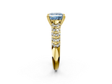 Yellow gold Fancy Blue Princess  Solitaire Chevron Pave Diamond Engagement Ring with Six-Prong Setting_5