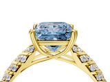 Yellow gold Fancy Blue Princess  Solitaire Chevron Pave Diamond Engagement Ring with Six-Prong Setting_7