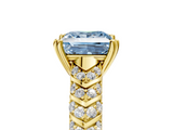Yellow gold Fancy Blue Princess  Solitaire Chevron Pave Diamond Engagement Ring with Six-Prong Setting_8