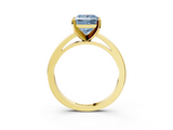 Yellow gold Fancy Blue Princess  Solitaire Diamond Engagement Ring with Four-Prong Setting on a Classic Band_6