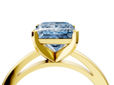 Yellow gold Fancy Blue Princess  Solitaire Diamond Engagement Ring with Four-Prong Setting on a Classic Band_7