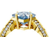 Yellow gold Fancy Blue Princess  Solitaire Diamond Engagement Ring with Pave Band and Four-Prong Setting 5