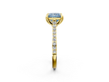 Yellow gold Fancy Blue Princess  Solitaire Diamond Engagement Ring with Pave Band and Six-Prong Setting_21