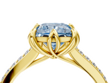 Yellow gold Fancy Blue Princess  Solitaire Diamond Engagement Ring with Pave Band and Six-Prong Setting_23