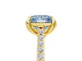 Yellow gold Fancy Blue Princess  Solitaire Diamond Engagement Ring with Pave Band and Six-Prong Setting_24