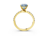 Yellow gold Fancy Blue Princess  Solitaire Diamond Pavé Band with Four-Prong Setting_45